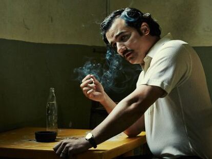 El actor Wagner Moura caracterizado como Pablo Escobar en la serie &#039;Narcos&#039;. 