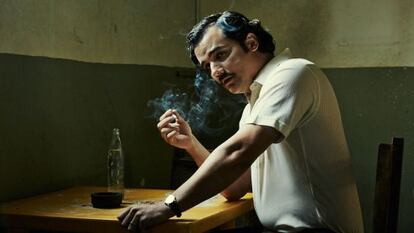 El actor Wagner Moura caracterizado como Pablo Escobar en la serie &#039;Narcos&#039;. 