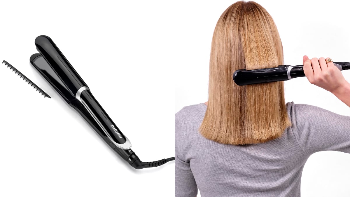 Plancha de pelo con seis ajustes digitales de temperatura.