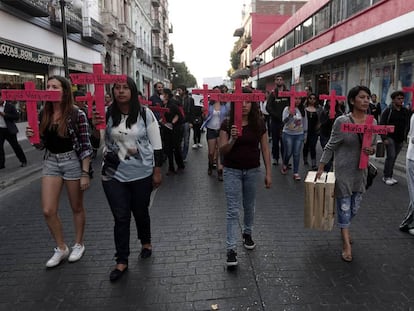 La protesta contra los feminicidios en Puebla, del pasado 25 de febrero. 