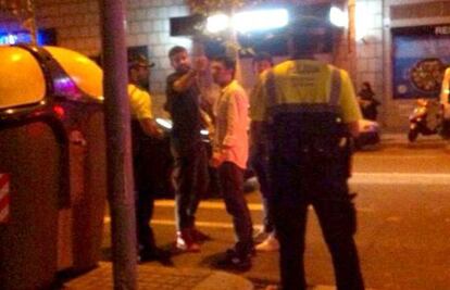 Piqué durante su incidente con la Guardia Urbana.