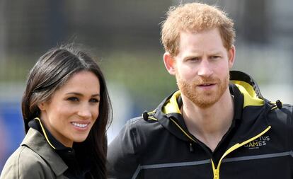 Meghan Markle y el príncipe Enrique en los entrenamientos del equipo británico de los Invictus Games.