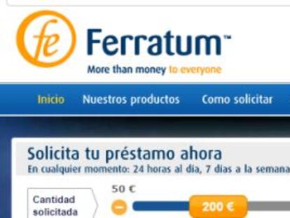 P&aacute;gina web principal de Ferratum en Espa&ntilde;a. 