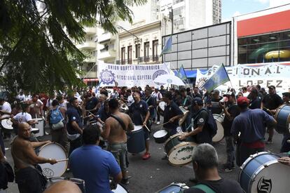 La Uni&oacute;n Obrera Metal&uacute;rgica en una protesta de esta semana.