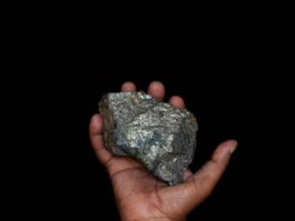 Pieza de mineral de cobre de las minas Kilembe, en Uganda.