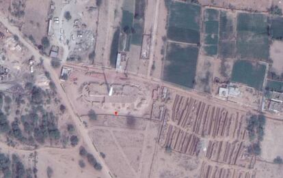 Imagen satelital de un horno de ladrillos abandonado en Rajastán (India).