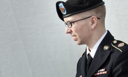 El soldado Manning en una foto de una vista oral de marzo. 