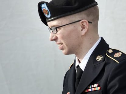 El soldado Manning en una foto de una vista oral de marzo. 