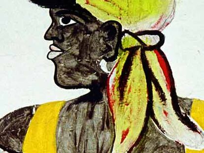 Pintura de la vida cotidiana de una mujer africana