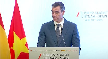 El presidente del Gobierno, Pedro Sánchez, en Vietnam, este jueves.