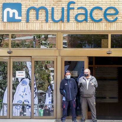 MADRID, SPAIN - APRIL 18: Muface building is seen during the protest by civil servants against the cuts they have suffered in their healthcare services, in front of the General Directorate of Muface, on 18 April, 2022 in Madrid, Spain. With this concentration, called by the Central Sindical Independiente y de Funcionarios (CSIF) and JUPOL, the aim is to protest against the cuts produced after the signing of the 2022-2024 healthcare agreement last December between MUFACE and the health insurers. (Photo By Ricardo Rubio/Europa Press via Getty Images)