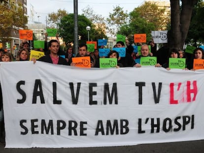 Manifestaci&oacute;n de trabajadores del canal local de L&rsquo;Hospitalet de Llobregat el pasado noviembre.