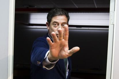 José Ramón Gómez Besteiro, el pasado día 18 de marzo en la sede del PSdeG en Santiago, tras su dimisión.
