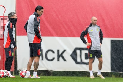 Di María, en el último entrenamiento del Benfica antes de recibir al Barcelona.