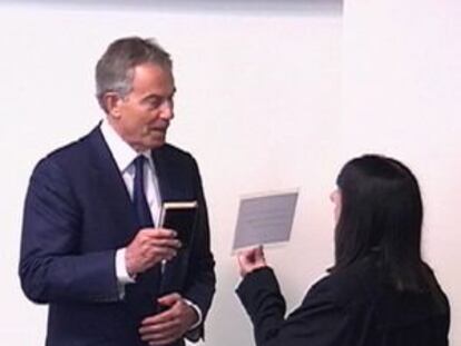 Captura de v&iacute;deo de la comparecencia de Tony Blair ante la comisi&oacute;n Leveson.