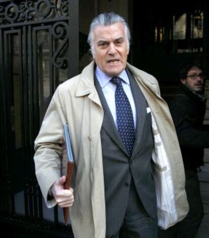 Luis B&aacute;rcenas, pictured outside his Madrid home on Tuesday.