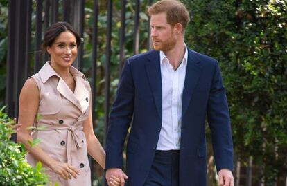 Los duques de Sussex, durante su viaje a África.