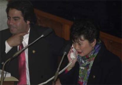 Susana Higuchi, ex esposa de Fujimori, durante el pleno del Parlamento peruano.