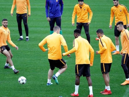 Entrenamiento de la Roma, previo a su partido de Champions.