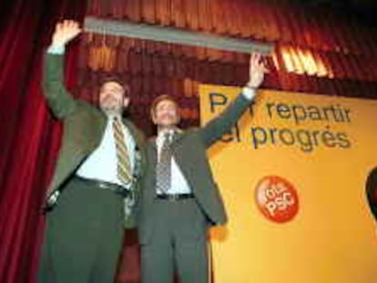 b sin nº (10/mar/00) -recibida por email- elecciones 2000, socialistas (PSC) en Tarragona, en la foto de izq. a der. Narcis Serra y Xavier Sabate. -foto: JOSE LUIS SELLART SANJUAN.