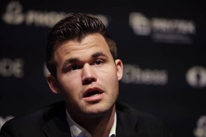 Magnus Carlsen, este jueves en Londres.