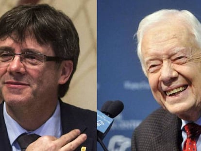 Carles Puigdemont y Jimmy Carter.