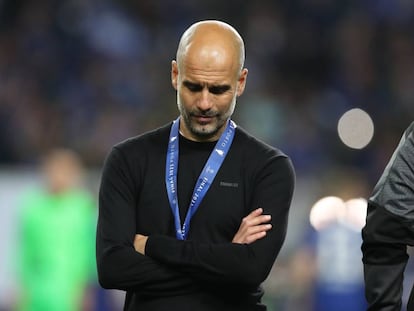 Pep Guardiola després de perdre la final de la Champions League.