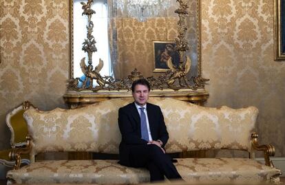 El primer ministro de Italia, Giuseppe Conte, el miércoles por la tarde en el Palacio Chigi.