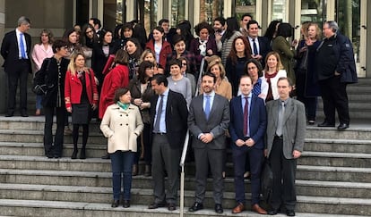 Concentración ante el Palacio de Justicia de Bilbao el pasado 5 de abril
