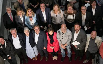 La cúpula de Junts pel Sí, dijous al Parlament.