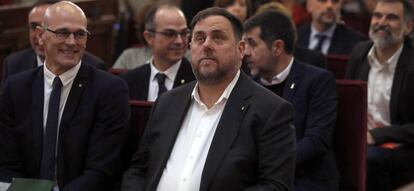 Oriol Junqueras y otros acusados, durante el juicio del 'procés'.