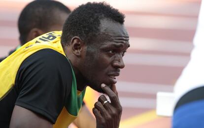 Usain Bolt durante el entrenamiento de Jamaica, el jueves en Moscú.
