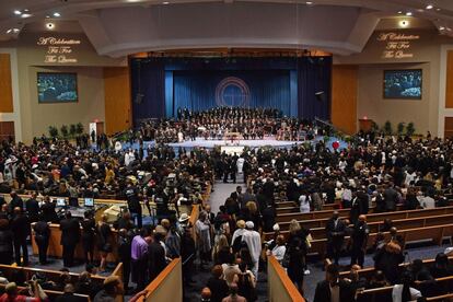 Vista general del Greater Grace Temple en Detroit durante el funeral de Aretha Franklin. 