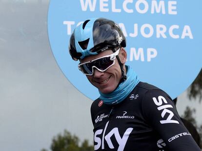 Froome, el mi&eacute;rcoles en Mallorca, en la concentraci&oacute;n del Sky.