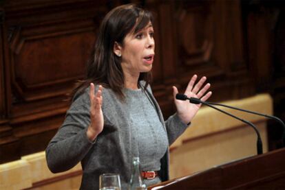 La presidenta del Partido Popular, Alicia Sánchez-Camacho, ayer durante su intervención en el Parlament.