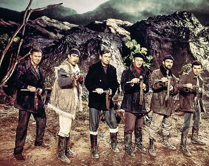 Anthony Quayle, Anthony Quinn, Gregory Peck, David Niven, Stanley Baker y James Darren en Los cañones de Navarone (1961).