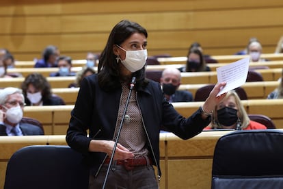 La ministra de Justicia, Pilar Llop, en el Senado el 5 de octubre.