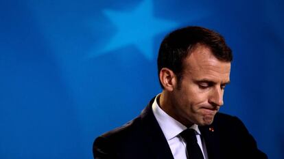 El presidente francés, Emmanuel Macron, en la rueda de prensa posterior a la cumbre europea (Jack Taylor/Getty Images)