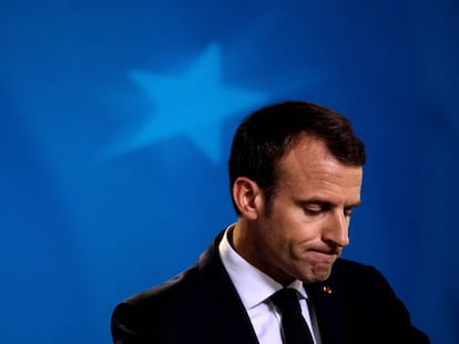 El presidente francés, Emmanuel Macron, en la rueda de prensa posterior a la cumbre europea (Jack Taylor/Getty Images)