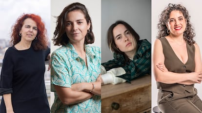 De ziquierda a derecha, las escritoras Silvia Nanclares, Esther L. Calderón, Maria Roig, y Aida Dos Santos. 