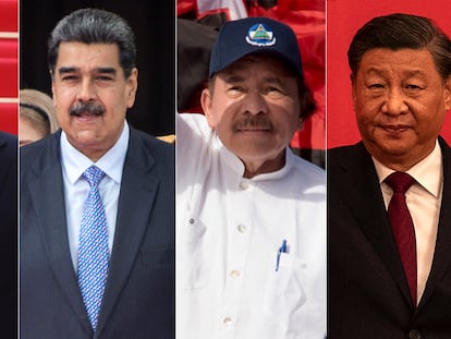 From left to right, Russian President Vladimir Putin; the president of Venezuela, Nicolás Maduro; the president of Nicaragua, Daniel Ortega; and Chinese President Xi Jinping.