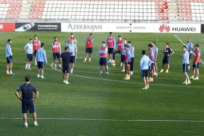 Simeone, durante un entrenamiento con el Atlético