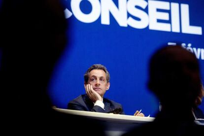 Nicolas Sarkozy, el pasado 7 de febrero durante una reunión de la UMP.