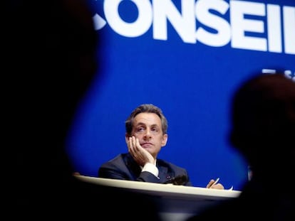Nicolas Sarkozy, el pasado 7 de febrero durante una reuni&oacute;n de la UMP.