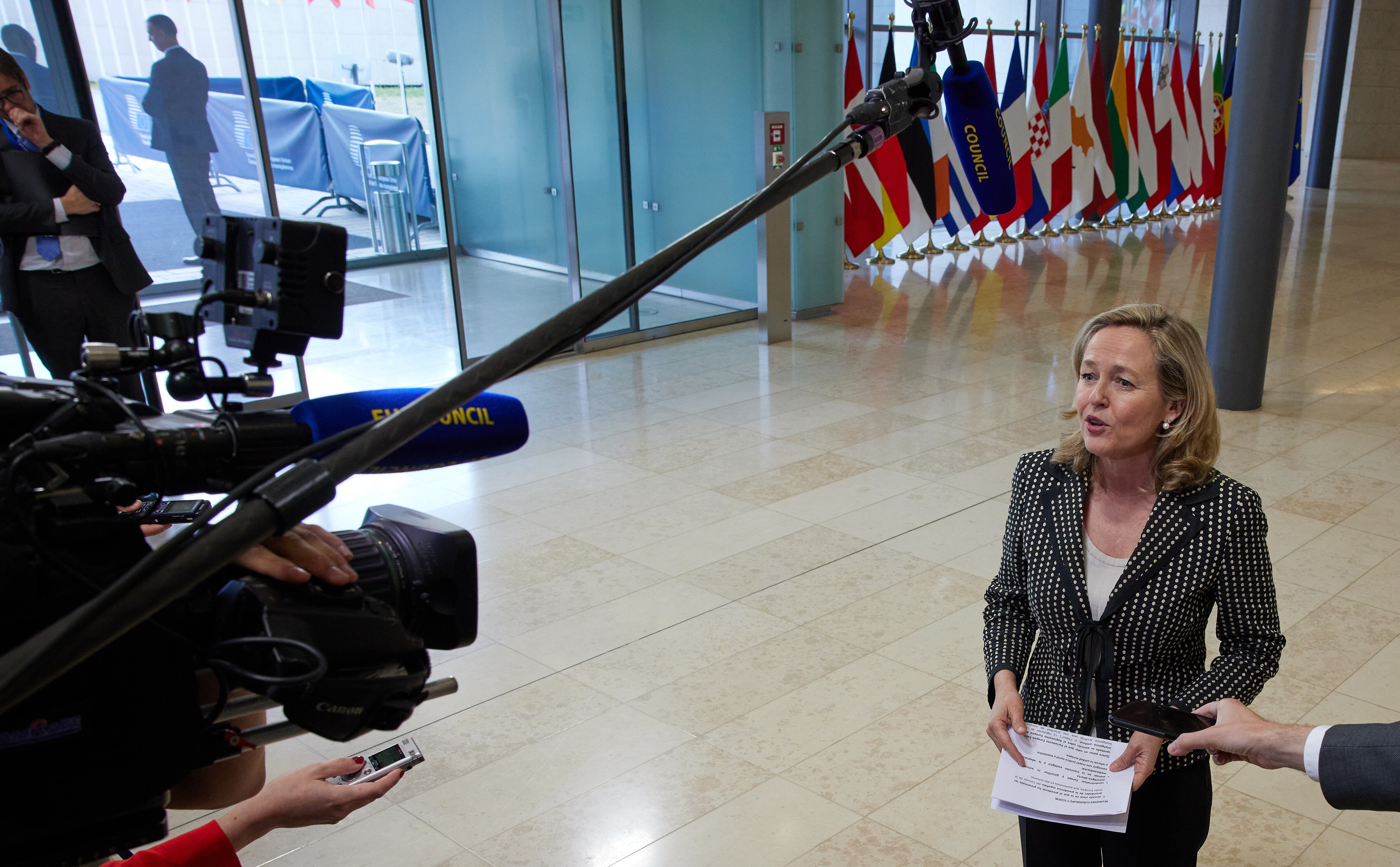 Calviño atendía el jueves a la prensa en Luxemburgo.