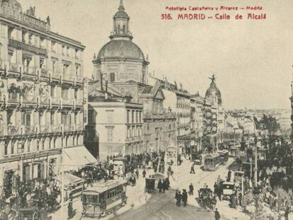 Tarjeta postal de la calle de Alcalá de Madrid, entre 1911 y 1915.