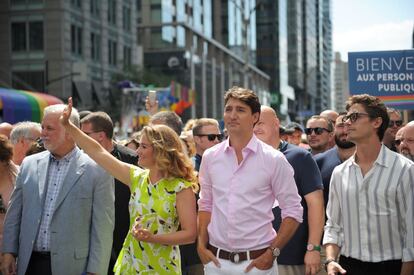 Justin Trudeau en el desfile del Orgullo de Montreal en 2018.