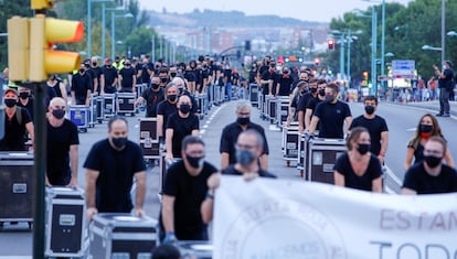 Protesta del movimiento Alerta Roja, hoy en Zaragoza. 