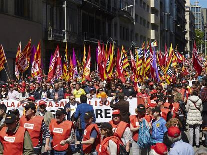 Manifestaci&oacute;n del Primero de Mayo en Barcelona. 