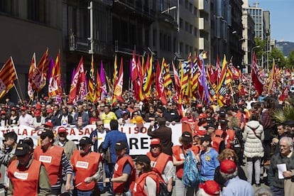 Manifestaci&oacute;n del Primero de Mayo en Barcelona. 
